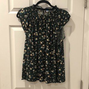Old Navy Green Floral Peasant Blouse Size Large